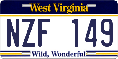 WV license plate NZF149