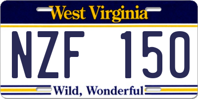 WV license plate NZF150