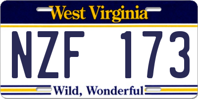 WV license plate NZF173