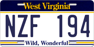WV license plate NZF194