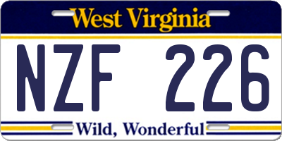 WV license plate NZF226