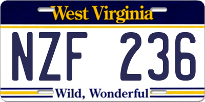 WV license plate NZF236