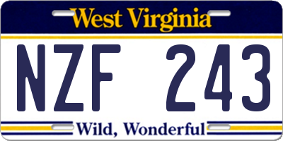 WV license plate NZF243