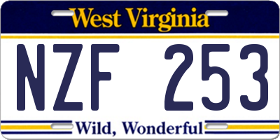 WV license plate NZF253