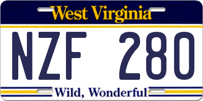 WV license plate NZF280