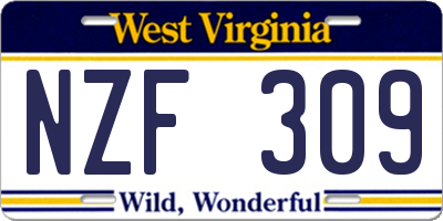 WV license plate NZF309