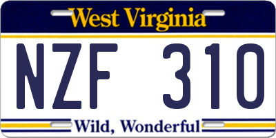 WV license plate NZF310