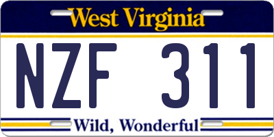 WV license plate NZF311