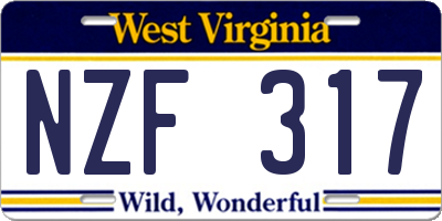 WV license plate NZF317