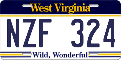 WV license plate NZF324