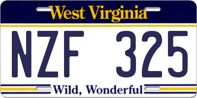 WV license plate NZF325