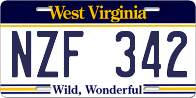 WV license plate NZF342