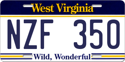 WV license plate NZF350