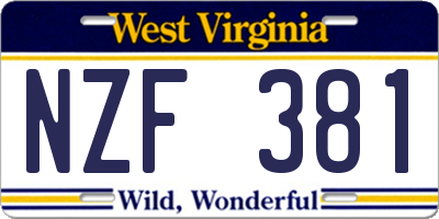 WV license plate NZF381