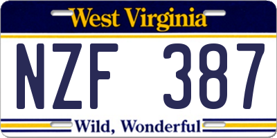 WV license plate NZF387