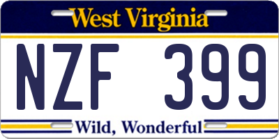 WV license plate NZF399