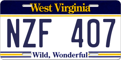 WV license plate NZF407
