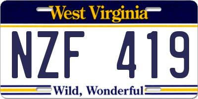 WV license plate NZF419