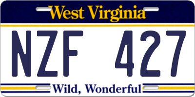 WV license plate NZF427