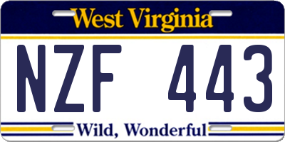 WV license plate NZF443