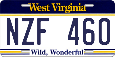 WV license plate NZF460