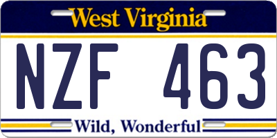 WV license plate NZF463