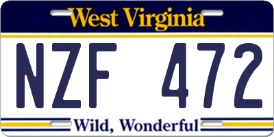 WV license plate NZF472