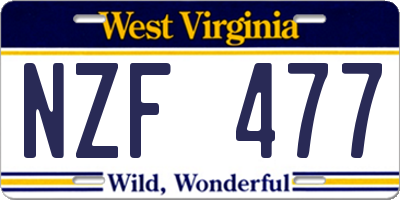 WV license plate NZF477
