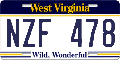 WV license plate NZF478