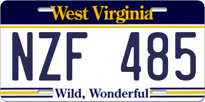 WV license plate NZF485