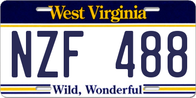 WV license plate NZF488