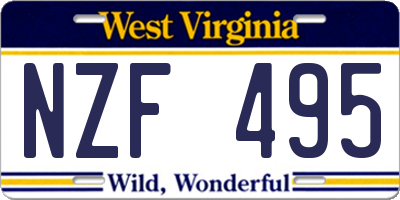 WV license plate NZF495