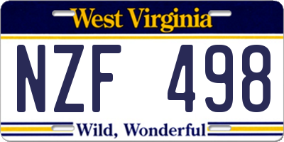 WV license plate NZF498