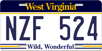 WV license plate NZF524