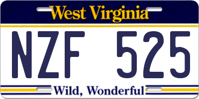 WV license plate NZF525