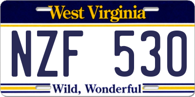 WV license plate NZF530