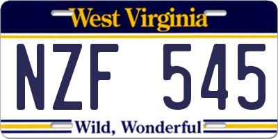 WV license plate NZF545