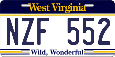 WV license plate NZF552