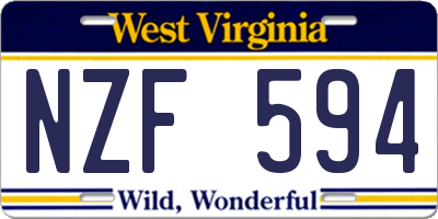 WV license plate NZF594