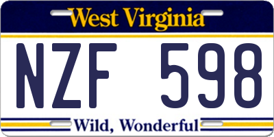 WV license plate NZF598