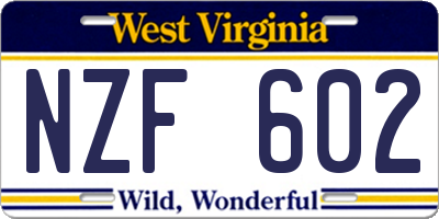 WV license plate NZF602