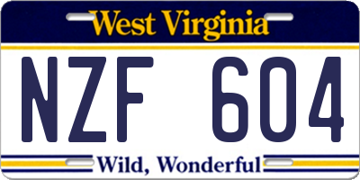 WV license plate NZF604