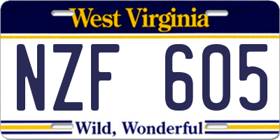 WV license plate NZF605