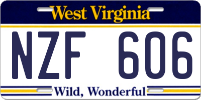 WV license plate NZF606