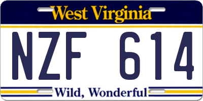 WV license plate NZF614