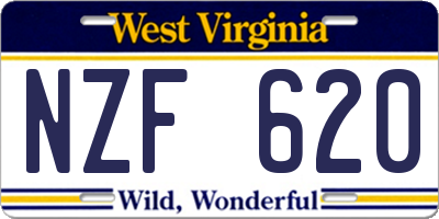 WV license plate NZF620