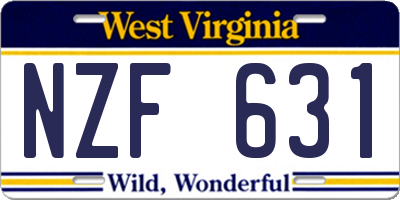 WV license plate NZF631