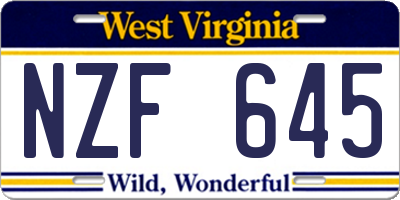 WV license plate NZF645