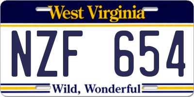 WV license plate NZF654