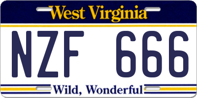 WV license plate NZF666